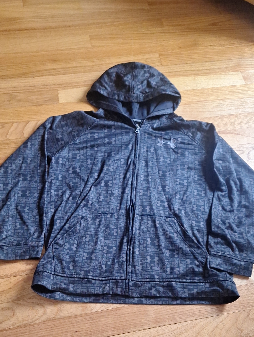 Under Armour Black/Grey Allover Logo Zip Hoodie